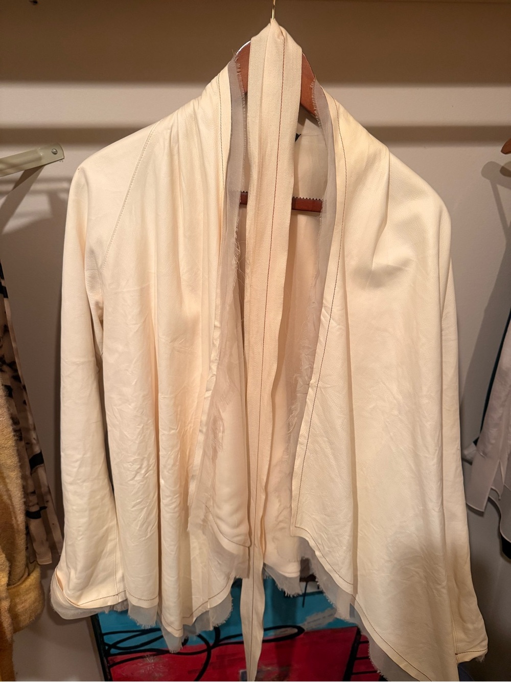Source Unknown Cream Leather Jacket